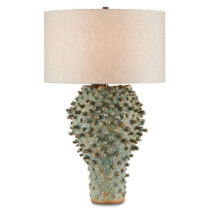 Sunken Green Sea Urchin Green Table Lamp - LOOMLAN - Currey & Co - Table Lamps
