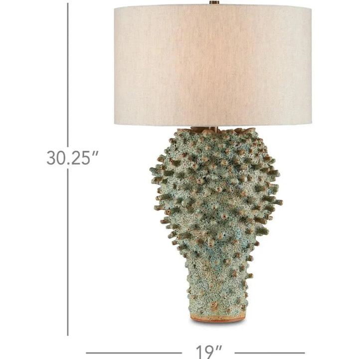 Sunken Green Sea Urchin Green Table Lamp - LOOMLAN - Currey & Co - Table Lamps