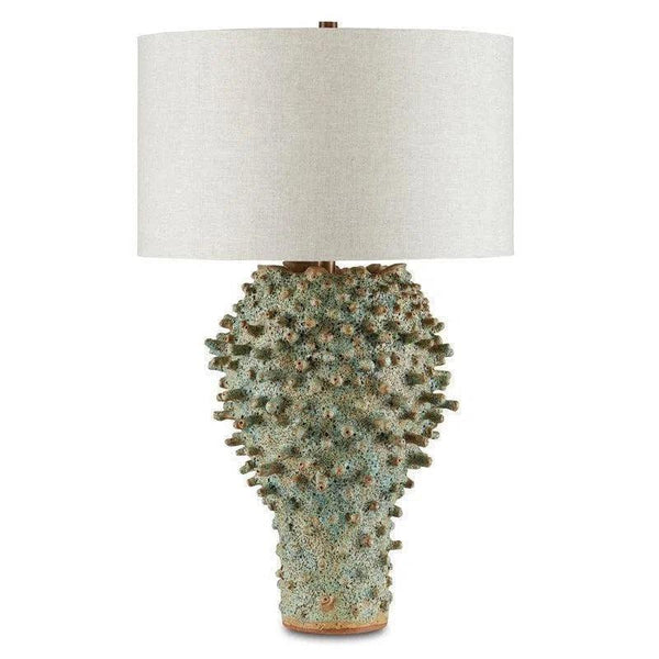 Sunken Green Sea Urchin Green Table Lamp - LOOMLAN - Currey & Co - Table Lamps