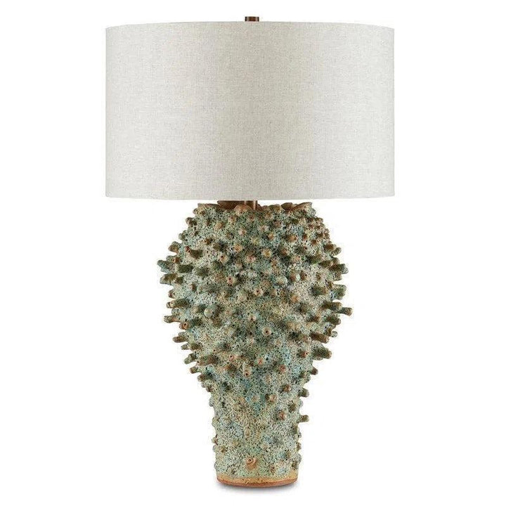 Sunken Green Sea Urchin Green Table Lamp - LOOMLAN - Currey & Co - Table Lamps