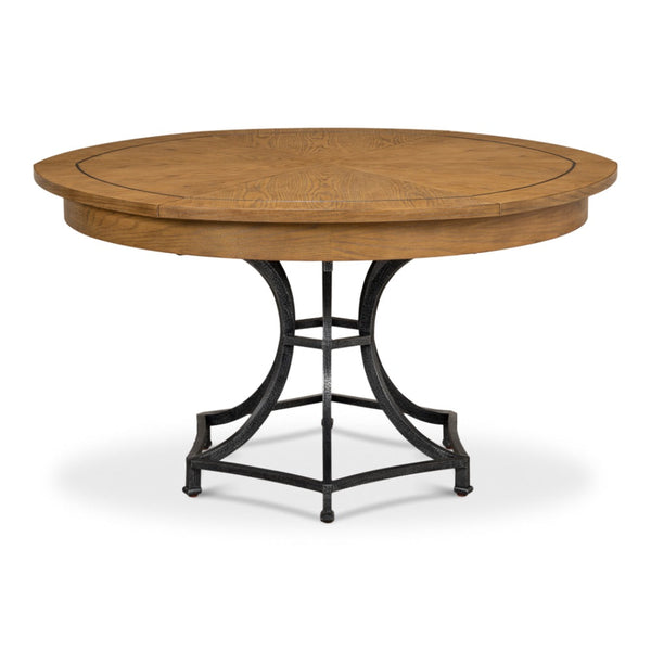 Sunset Jupe Extendable Round Dining Table Heather Grey-Dining Tables-Sarreid-LOOMLAN