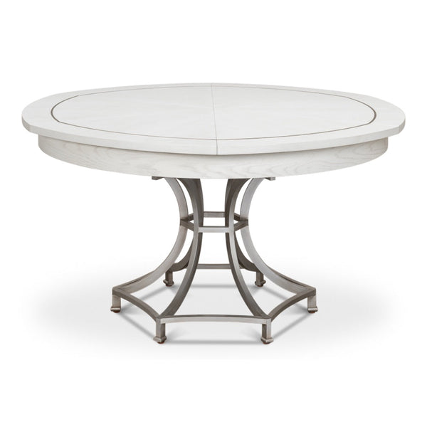 Sunset Jupe Extendable Round Dining Table Working White-Dining Tables-Sarreid-LOOMLAN
