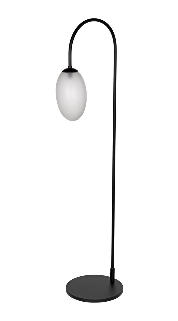 Swan Floor Lamp, Black Steel-Floor Lamps-Noir-LOOMLAN