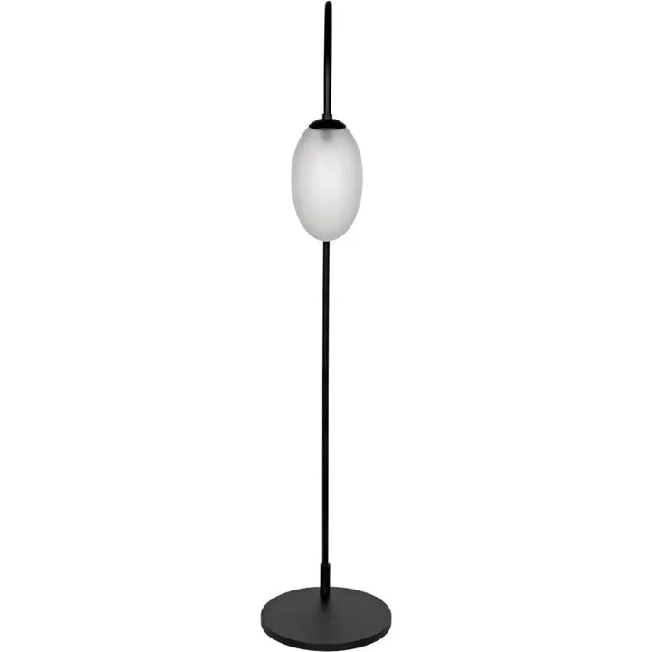 Swan Floor Lamp, Black Steel-Floor Lamps-Noir-LOOMLAN