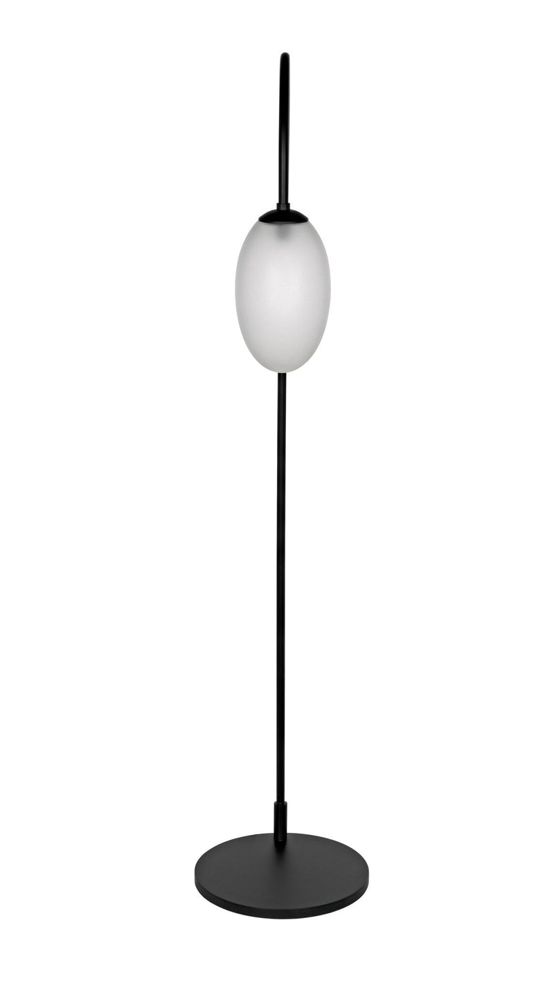 Swan Floor Lamp, Black Steel-Floor Lamps-Noir-LOOMLAN