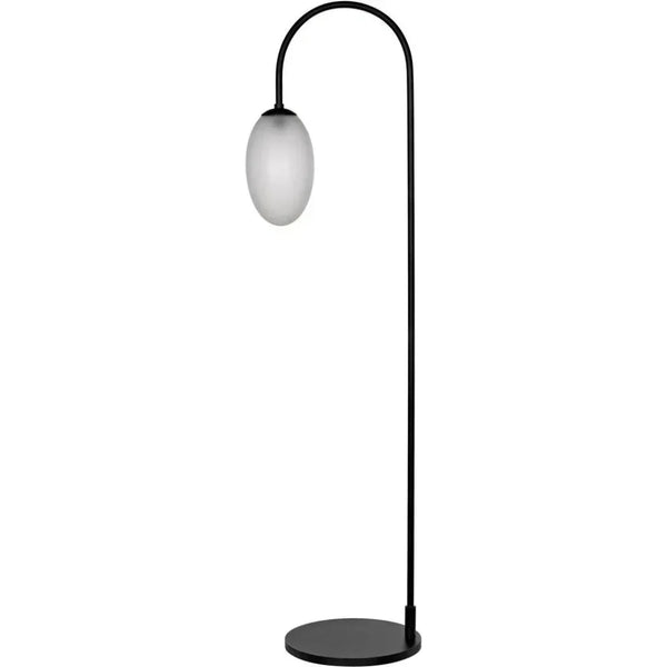 Swan Floor Lamp, Black Steel-Floor Lamps-Noir-LOOMLAN