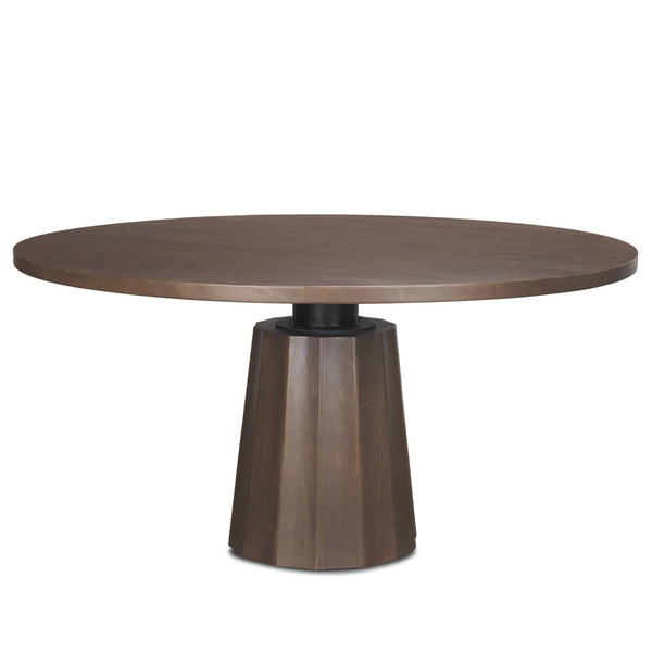 Swanson Wooden Round Pedestal Dining Table-Dining Tables-Mercana-Dark Brown-LOOMLAN
