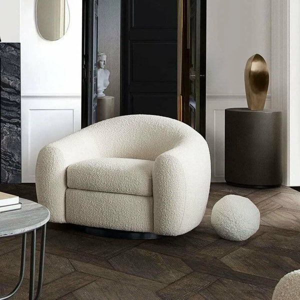 Swivel Chair in Boucle Textured Fabric Contoured Arms & Back Club Chairs LOOMLAN By Diamond Sofa