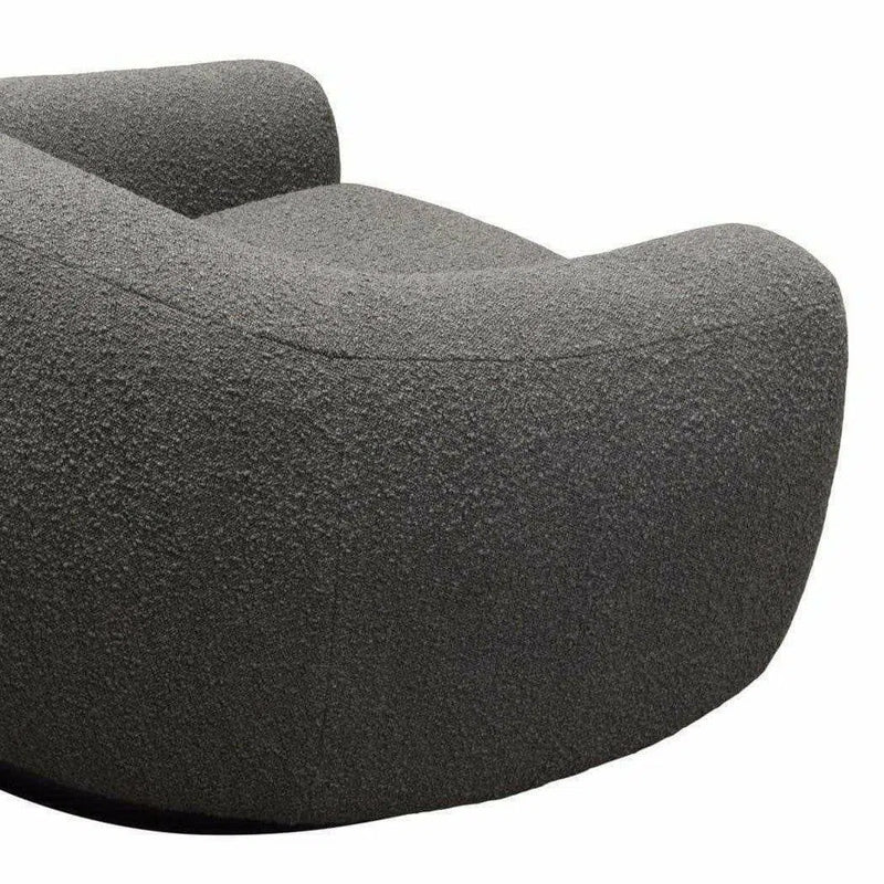 Swivel Chair in Charcoal Boucle Fabric Contoured Arms & Back Club Chairs LOOMLAN By Diamond Sofa