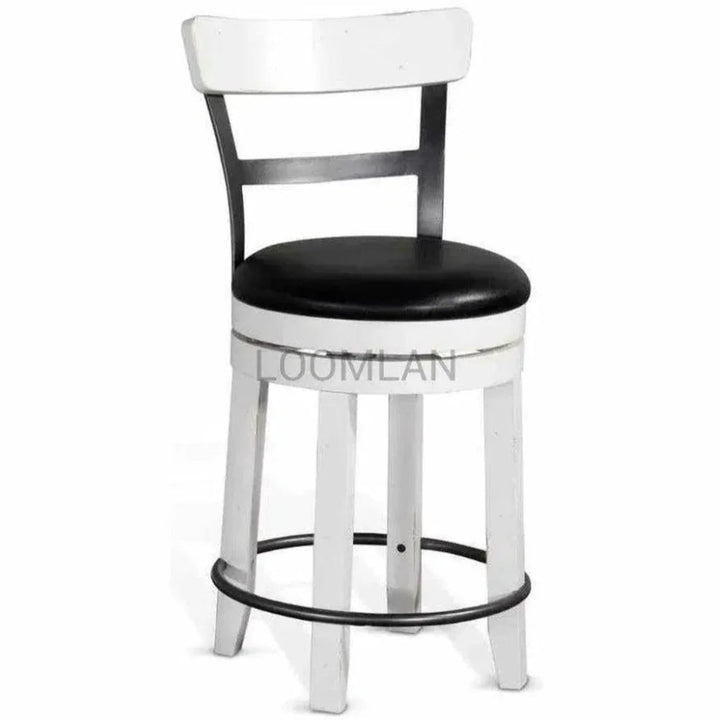 Swivel Counter StoolBlack Leather Seat - LOOMLAN - Sunny D - Counter Stools