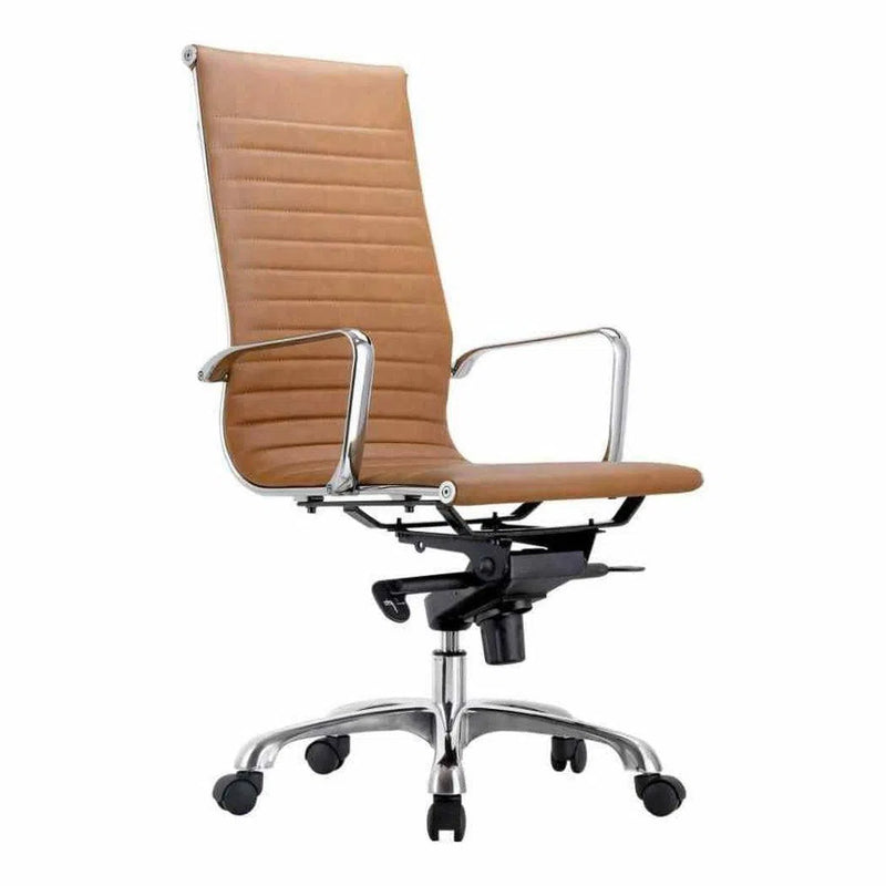 Swivel Office Chair High Back Brown Contemporary Office Chairs LOOMLAN By Moe's Home