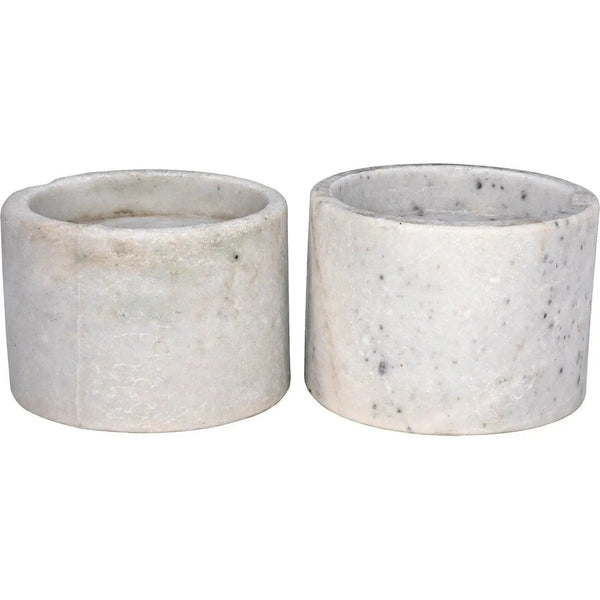 Syma Decorative Marble White Candle Holder 2PC