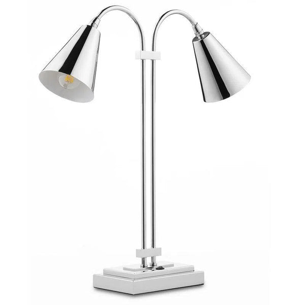 Symmetry Nickel Double Desk Lamp Hiroshi Koshitaka Collection Table Lamps LOOMLAN By Currey & Co
