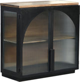 Dain Glass Designed Wooden Black Cabinet