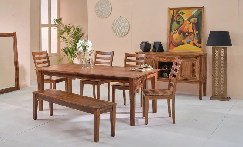 Terrill Cinnamon Amber Finished Rectangular Dining Table