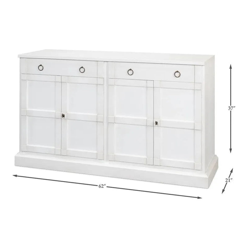 TV Stand Media Console Cortina White Wood-TV Stands & Media Centers-Sarreid-LOOMLAN