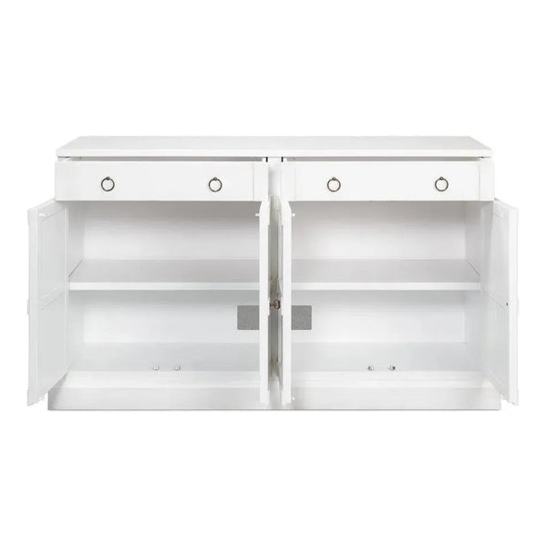 TV Stand Media Console Cortina White Wood-TV Stands & Media Centers-Sarreid-LOOMLAN