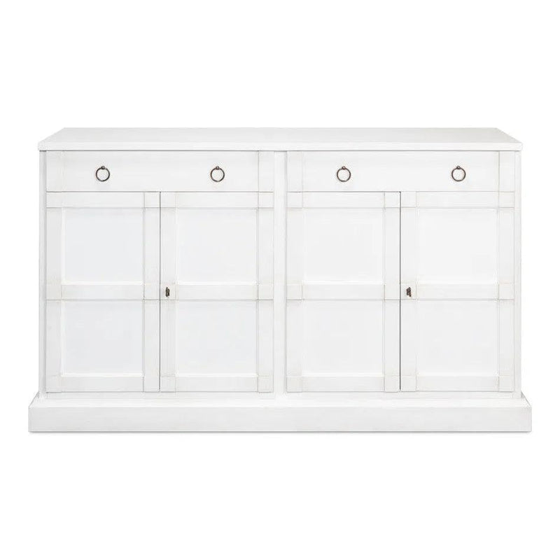 TV Stand Media Console Cortina White Wood-TV Stands & Media Centers-Sarreid-LOOMLAN