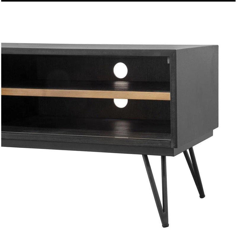 TV Stand With Sliding Doors Two Tone Wood Metro Havana Media Console TV Stands & Media Centers LOOMLAN By LHIMPORTS