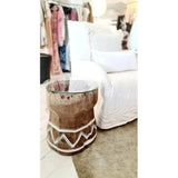 Tabari Glass Topped Wooden Round End Table-Side Tables-Artesia-LOOMLAN