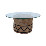 Tabari Glass Topped Wooden Round End Table-Side Tables-Artesia-Black-Low-LOOMLAN