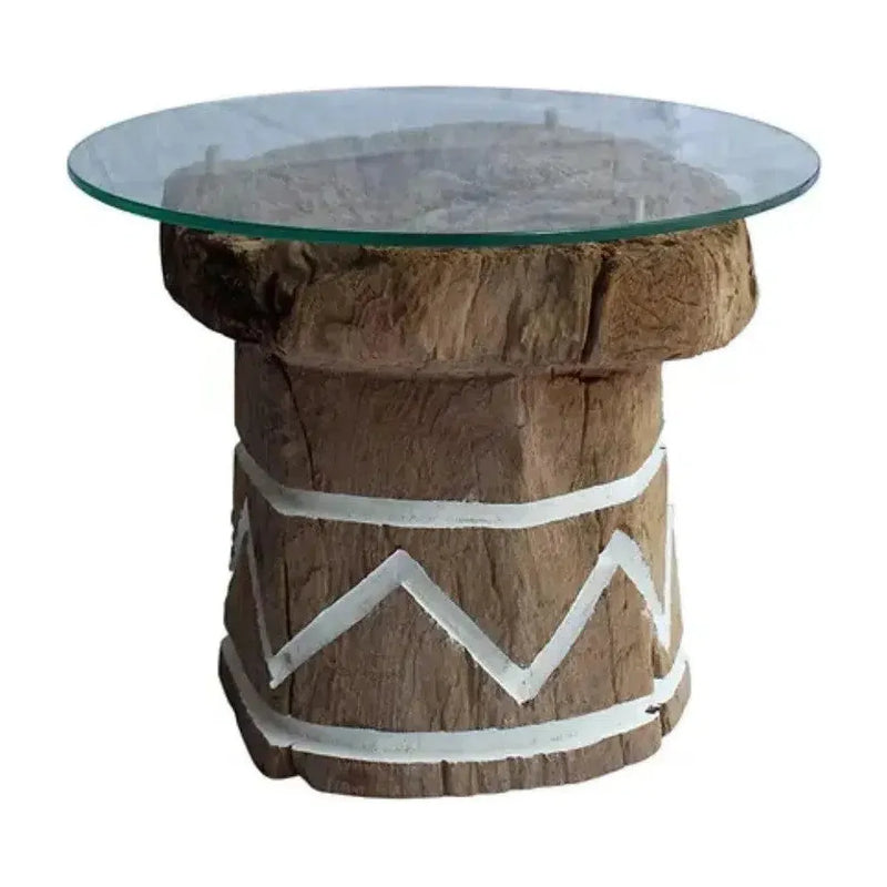 Tabari Glass Topped Wooden Round End Table-Side Tables-Artesia-White-Low-LOOMLAN