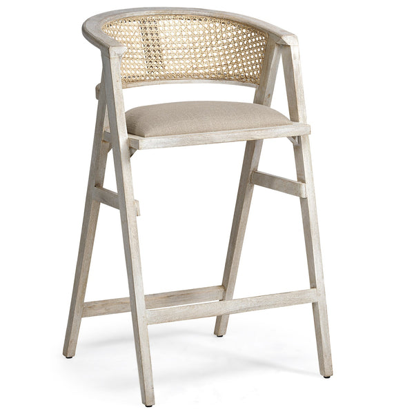 Tabitha Beige Fabric Triangular Leg Barstool