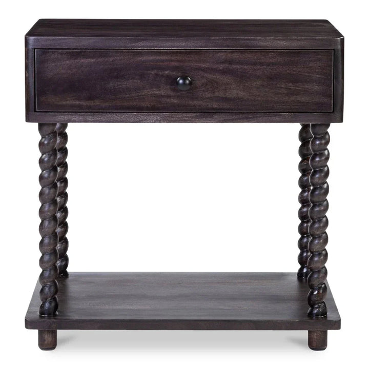 Tabitha Dark Brown Soft - Close Drawer Nightstand - LOOMLAN - Moe's Home - Nightstands