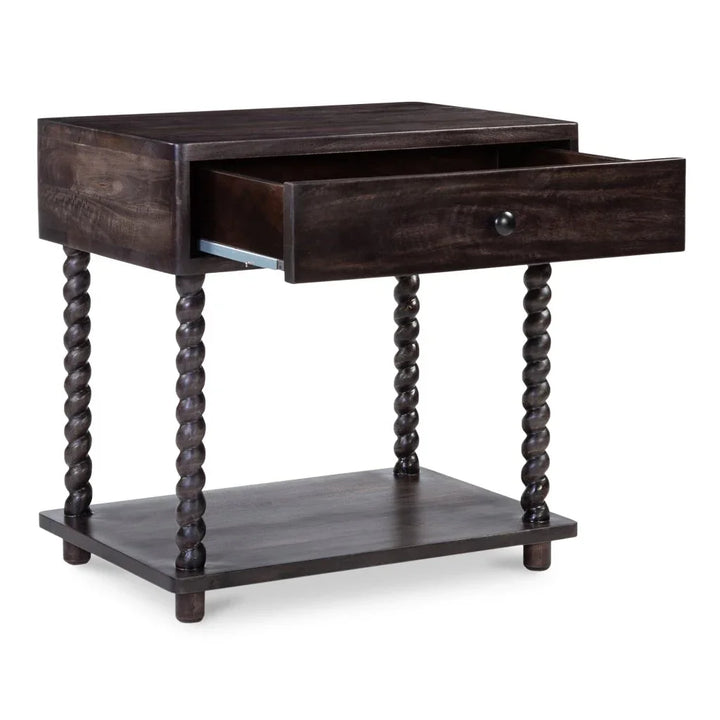 Tabitha Dark Brown Soft - Close Drawer Nightstand - LOOMLAN - Moe's Home - Nightstands