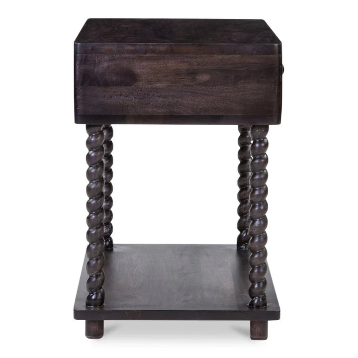 Tabitha Dark Brown Soft - Close Drawer Nightstand - LOOMLAN - Moe's Home - Nightstands