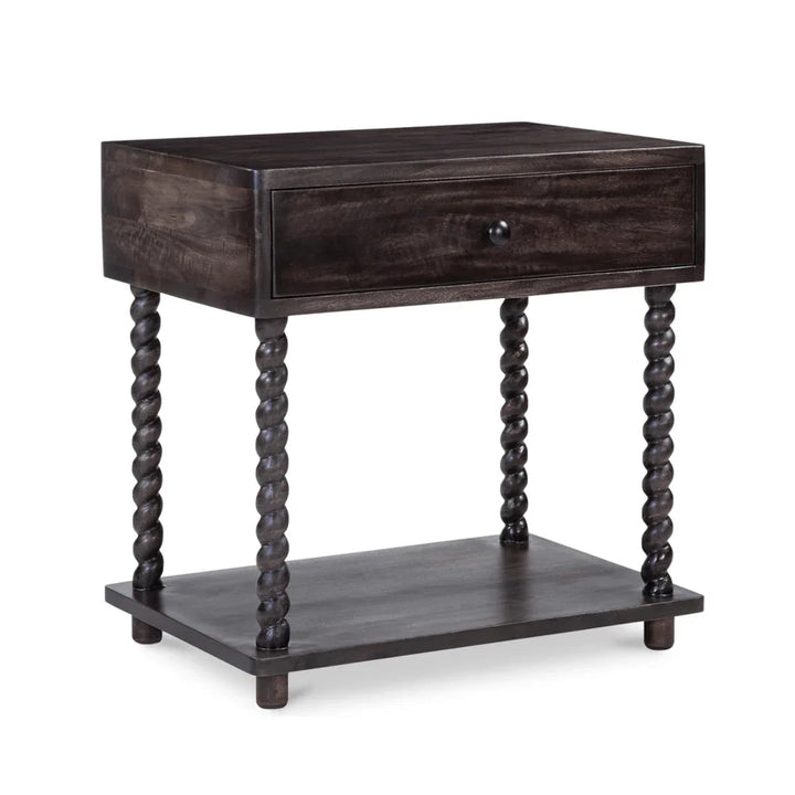 Tabitha Dark Brown Soft - Close Drawer Nightstand - LOOMLAN - Moe's Home - Nightstands