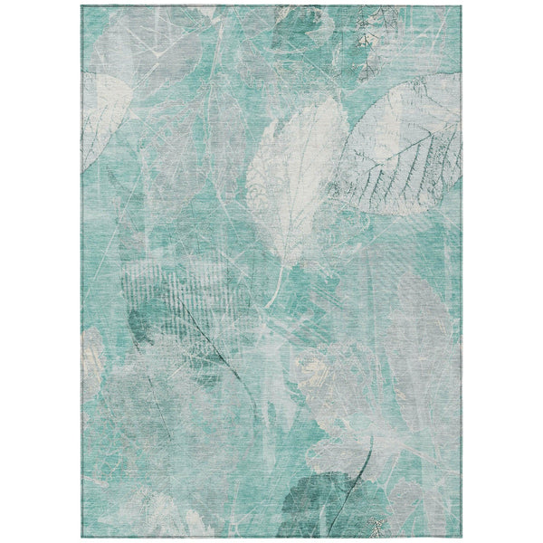 Taelas Teal Washable Indoor-Outdoor Rug
