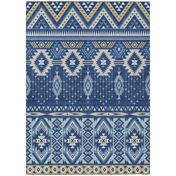Taelien Blue Washable Indoor-Outdoor Rug