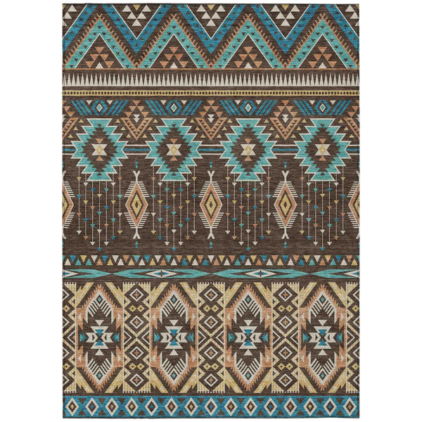 Taelien Brown Washable Indoor-Outdoor Rug
