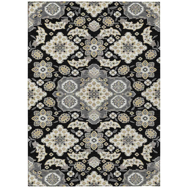 Taelira Black Washable Indoor-Outdoor Rug