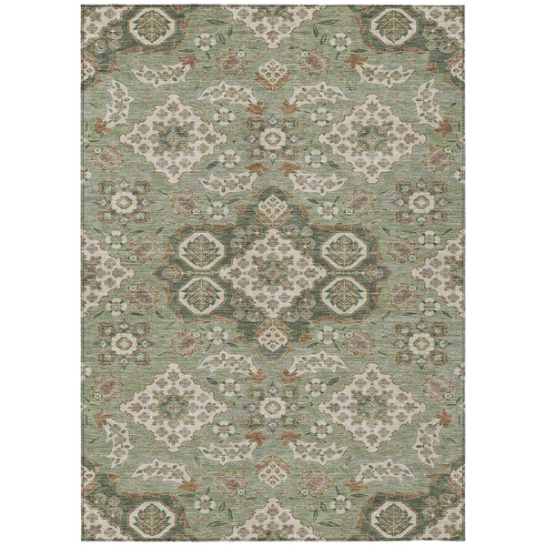 Taelira Green Washable Indoor-Outdoor Rug
