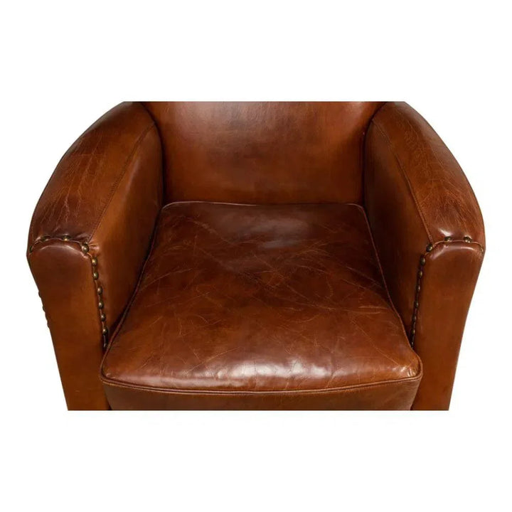 Taft Leather Brown Club Chair Dark Brown - LOOMLAN - Sarreid - Club Chairs
