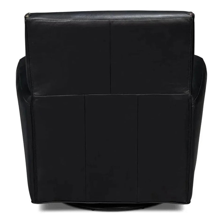 Taft Wood and Leather Black Swivel Arm Chair - LOOMLAN - Sarreid - Club Chairs