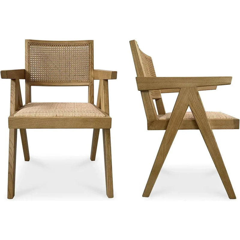 Takash Rattan Dining Arm Chair 2PC-Dining Chairs-Moe's Home-LOOMLAN