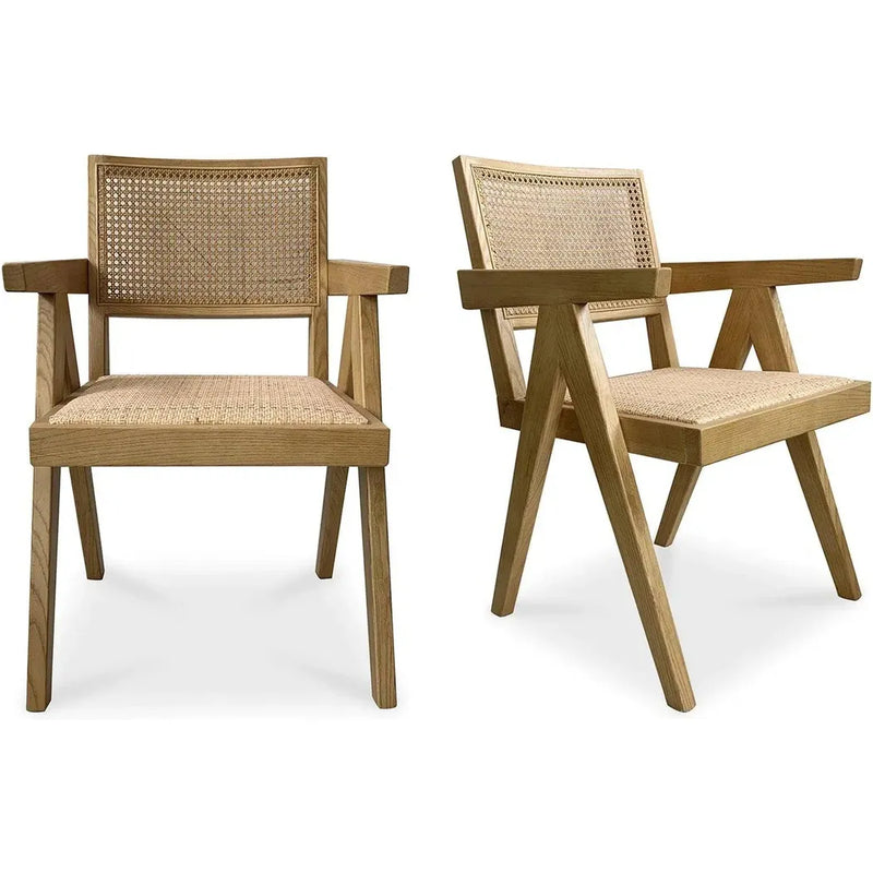 Takash Rattan Dining Arm Chair 2PC-Dining Chairs-Moe's Home-Natural-LOOMLAN