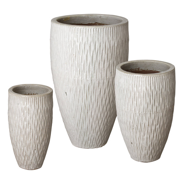 Tall Round Textured Ceramic Pot