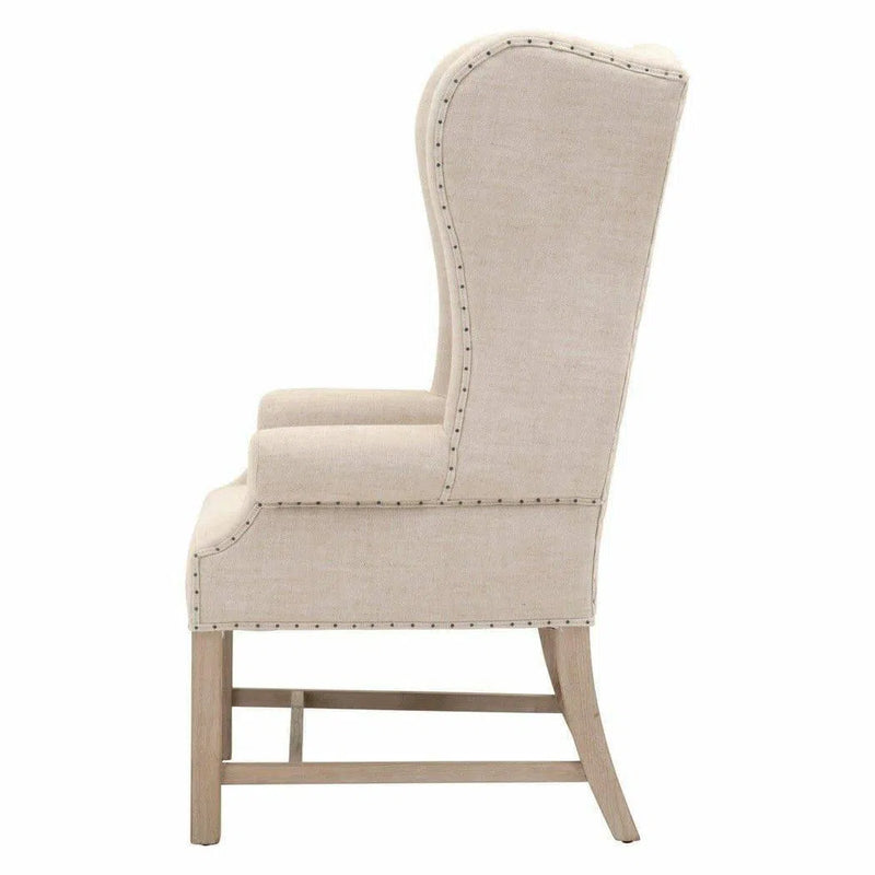 Tall Wing Back Arm Chair Bisque French Linen Ash Dining Chairs LOOMLAN By Essentials For Living