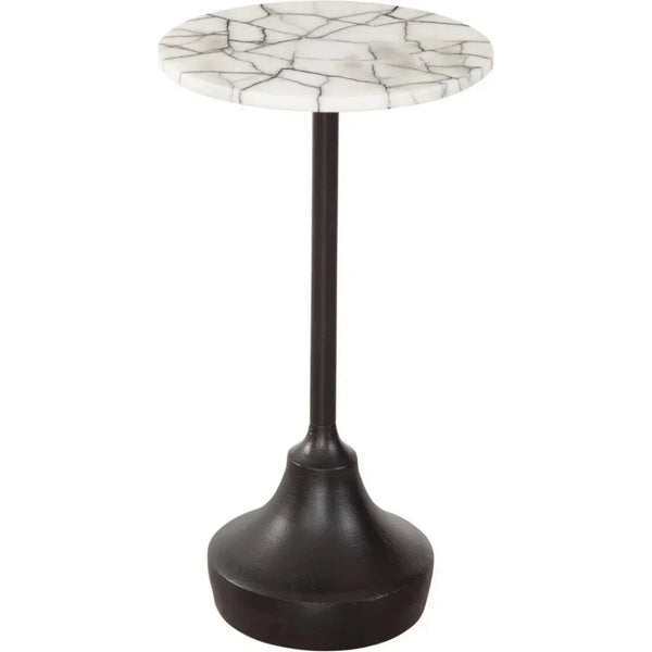 Talley Iron & Marble White Round Accent Table - LOOMLAN - Bassett Mirror - Side Tables