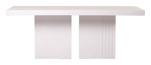 Tama Rectangle Dining Table - Double Pedestal - Ivory White Outdoor Dining Table-Outdoor Dining Tables-Seasonal Living-LOOMLAN
