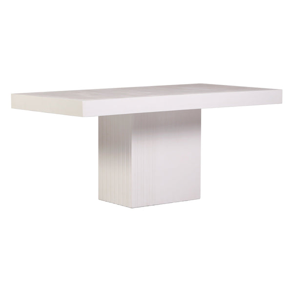 Tama Rectangle Dining Table - Single Pedestal - Ivory White Outdoor Dining Table-Outdoor Dining Tables-Seasonal Living-LOOMLAN