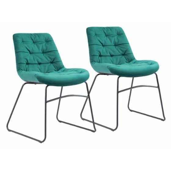 Tammy Tufted Velvet Green Dining Chair (Set of 2) Dining Chairs LOOMLAN By Zuo Modern