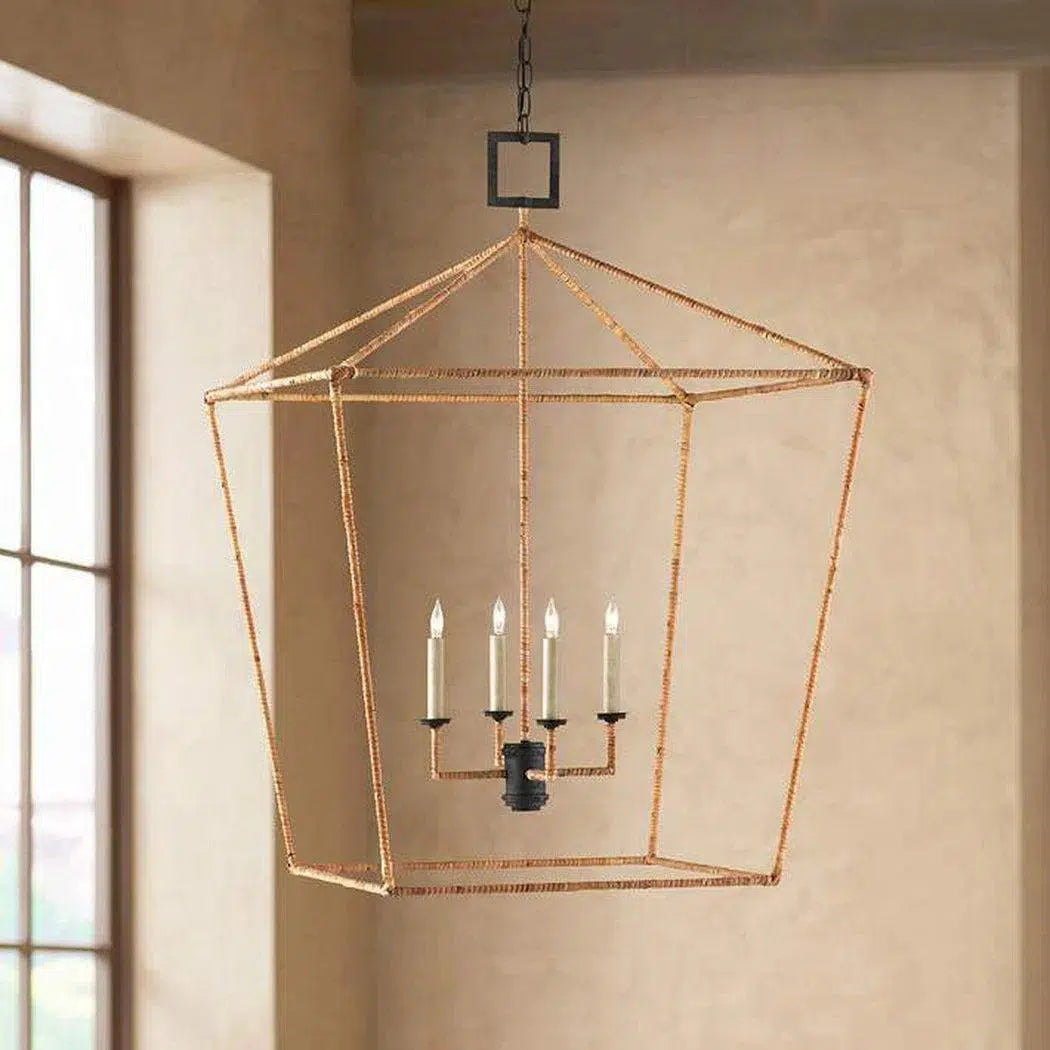 Tan Color Natural Rattan Denison Large Lantern