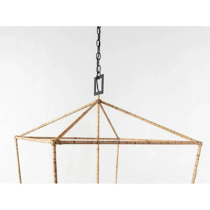 Tan Color Natural Rattan Denison Large Lantern - LOOMLAN - Currey & Co - Pendants