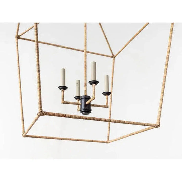 Tan Color Natural Rattan Denison Large Lantern - LOOMLAN - Currey & Co - Pendants