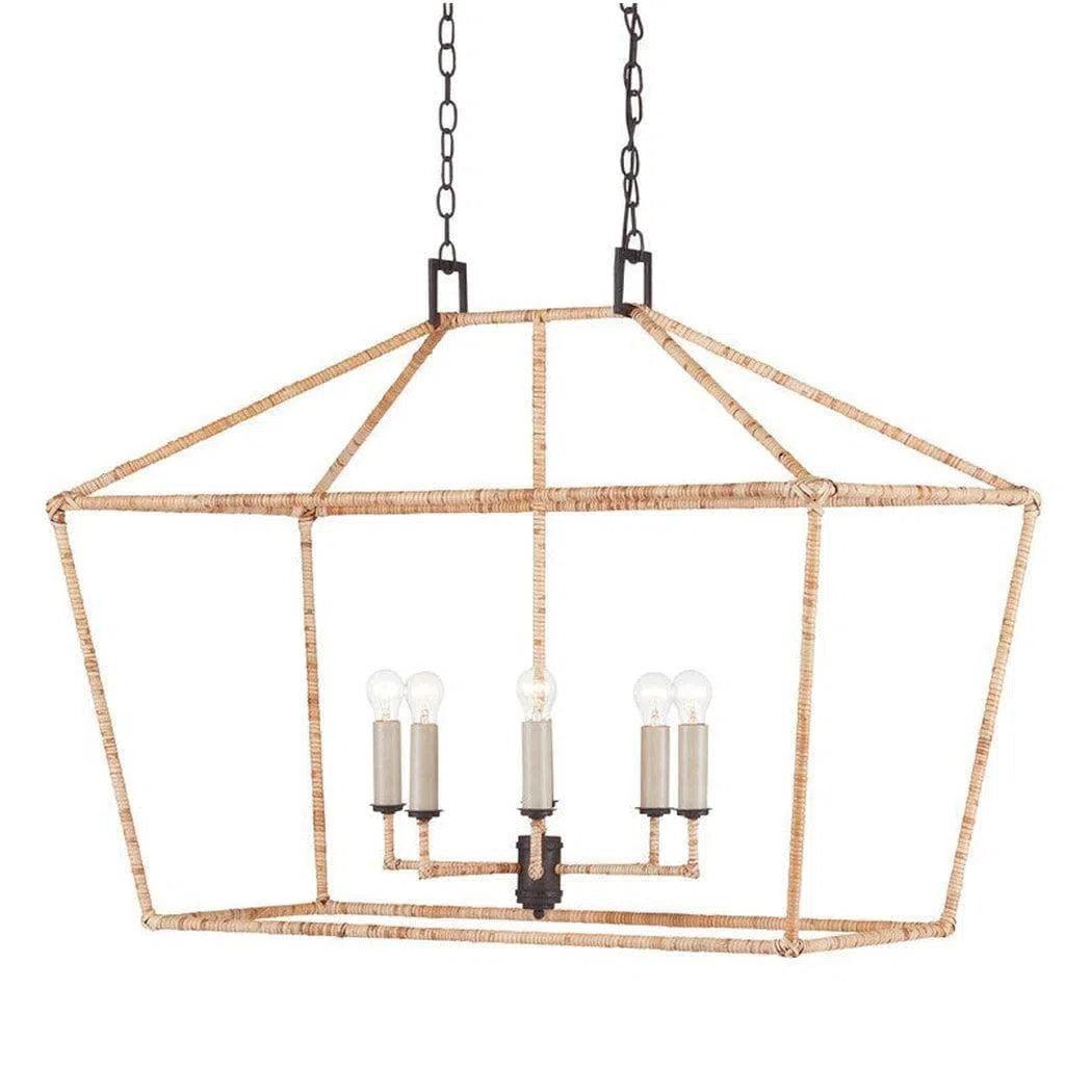 Tan Color Natural Rattan Denison Rectangular Lantern